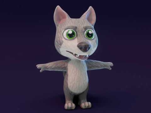 Cartoon Wolf Animated Model 3D