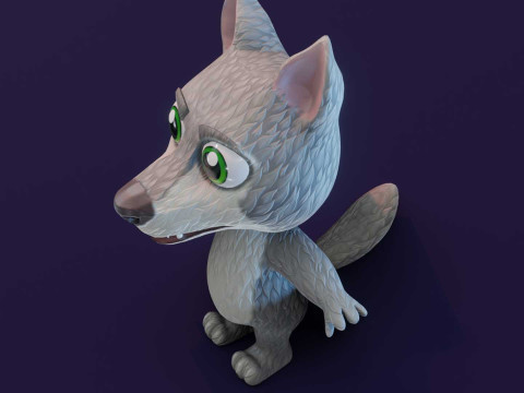 Cartoon Wolf Animated Model 3D