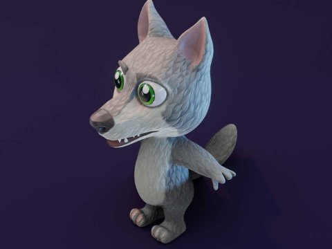 Cartoon Wolf Animated Model 3D