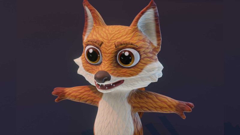 Cartoon Fox Animated Model 3D .c4d .max .obj .3ds .fbx .stl .blend 