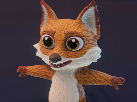 Cartoon Fox Animated 3D Model