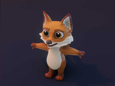Cartoon Fox Animated Model 3D