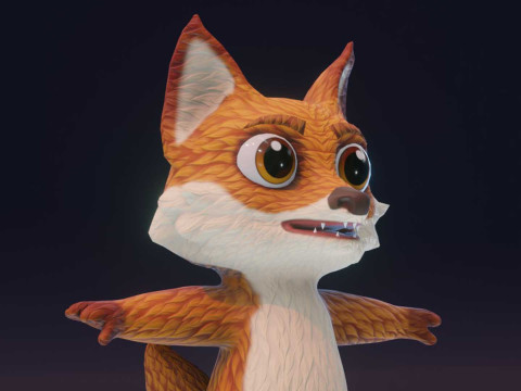 Cartoon Fox Animated Model 3D