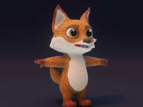 Cartoon Fox Animated Model 3D