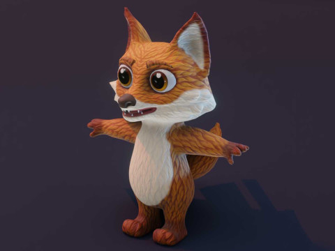 Cartoon Fox Animated Model 3D