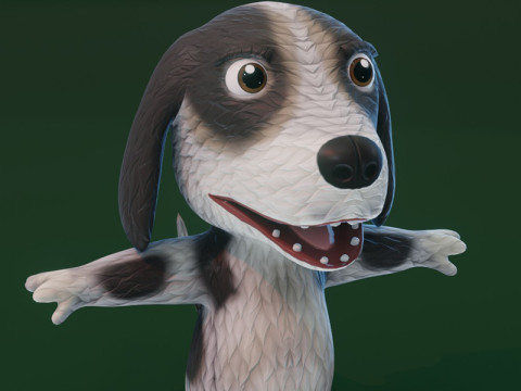 Cartoon Hound Dog Animated 3D Модель