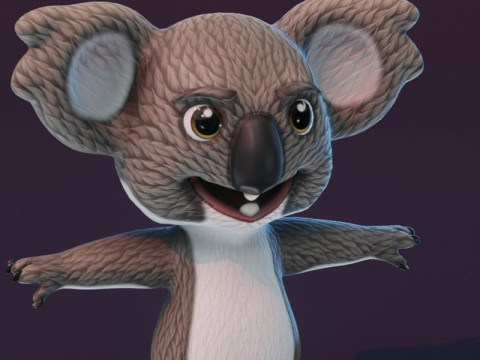 Cartoon Koala Animated 3D Модель