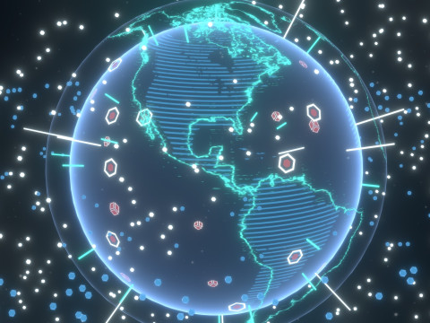 Animated Hologram Planet Earth 3 Sci-Fi 3D Model