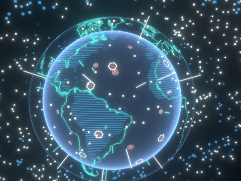 Animated Hologram Planet Earth 3 Sci-Fi 3D Model