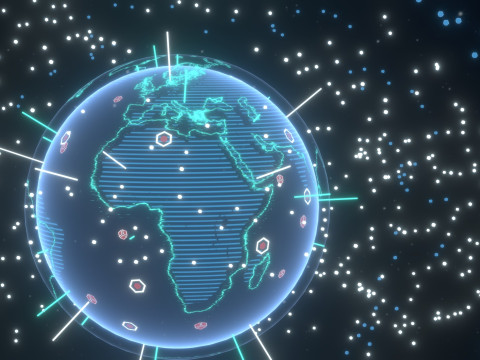 Animated Hologram Planet Earth 3 Sci-Fi 3D Model