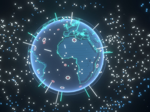 Animated Hologram Planet Earth 3 Sci-Fi 3D Model