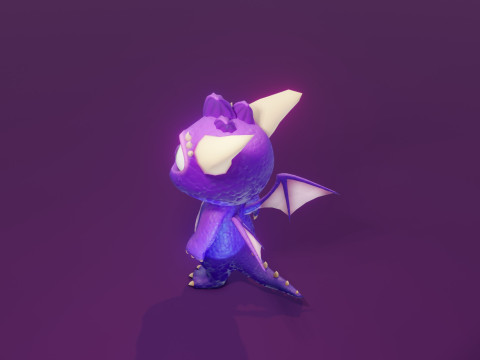 Cartoon Baby Dragon Purple 3D 모델