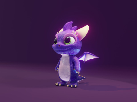 Cartoon Baby Dragon Purple 3D 모델