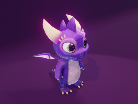 Cartoon Baby Dragon Purple 3D 모델