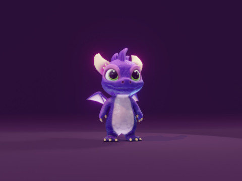 Cartoon Baby Dragon Purple 3D 모델