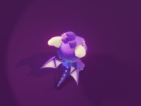 Cartoon Baby Dragon Purple 3D 모델