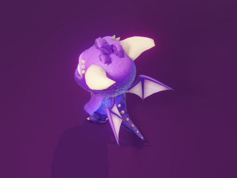 Cartoon Baby Dragon Purple 3D 모델