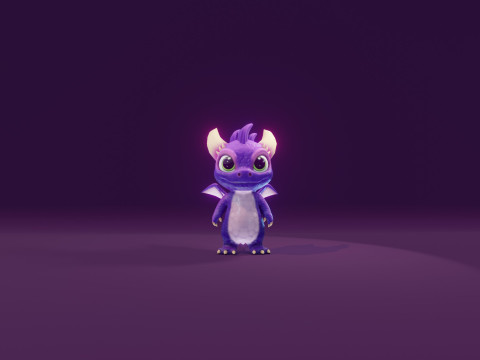 Cartoon Baby Dragon Purple 3D 모델