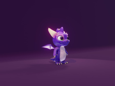 Cartoon Baby Dragon Purple 3D 모델