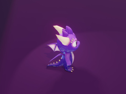 Cartoon Baby Dragon Purple 3D 모델