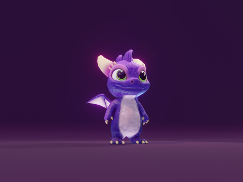 Cartoon Baby Dragon Purple 3D 모델