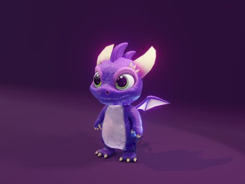 Cartoon Baby Dragon Purple 3D 모델