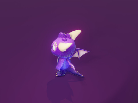Cartoon Baby Dragon Purple 3D 모델