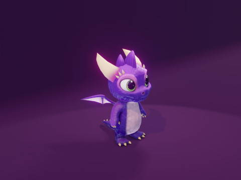Cartoon Baby Dragon Purple 3D 모델