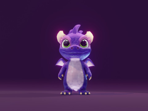 Cartoon Baby Dragon Purple 3D 모델