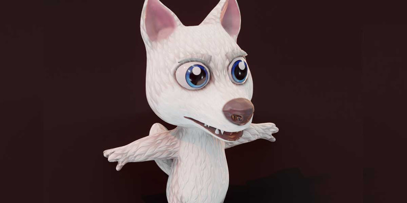 Cartoon White Wolf Animated 3D Model .c4d .max .obj .3ds .fbx .stl .blend 