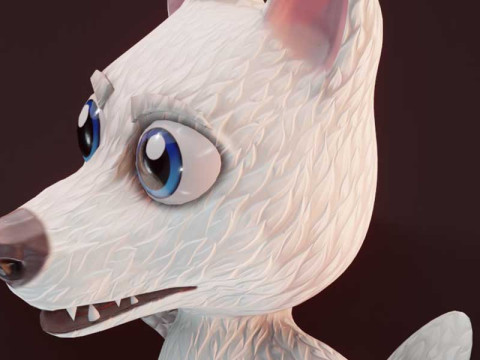 Cartoon White Wolf Animated 3D Model