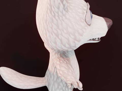Cartoon White Wolf Animated 3D Model