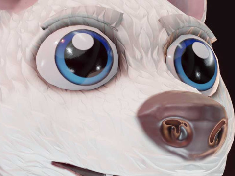 Cartoon White Wolf Animated 3D Model