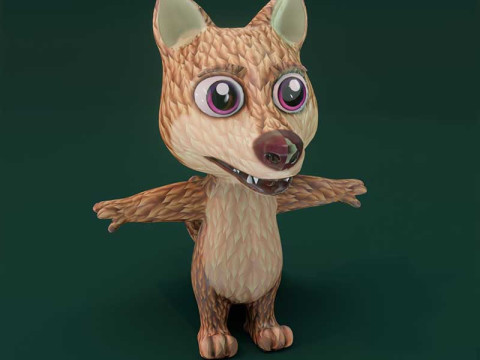 Cartoon Red Wolf Animated 3D Модель