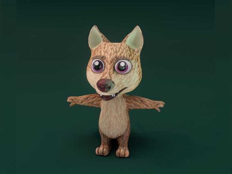 Cartoon Red Wolf Animated Model 3D