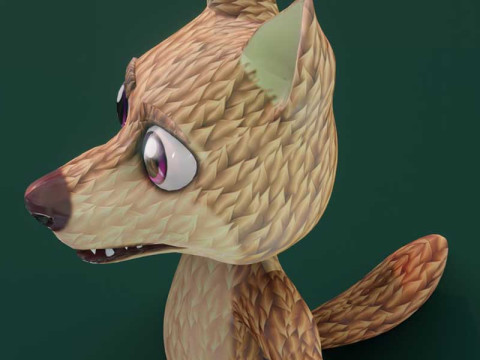 Cartoon Red Wolf Animated Model 3D