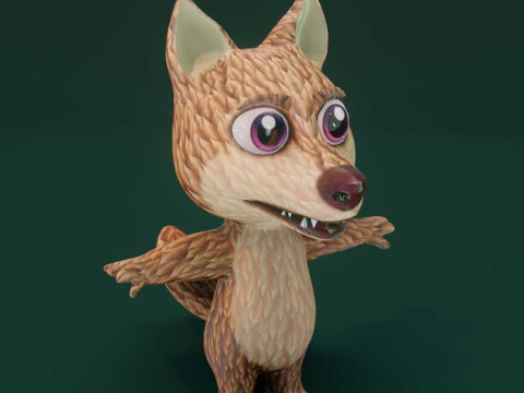 Cartoon Red Wolf Animated Model 3D