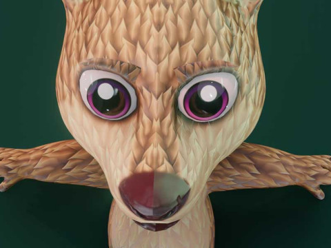 Cartoon Red Wolf Animated Model 3D
