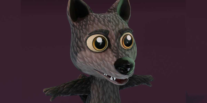 Cartoon Black Wolf Animated 3D Модель .c4d .max .obj .3ds .fbx .stl .blend 