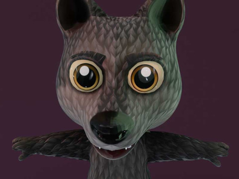 Cartoon Black Wolf Animated 3D Модель