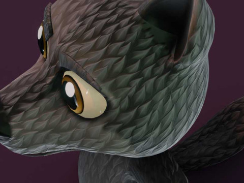 Cartoon Black Wolf Animated 3D Модель