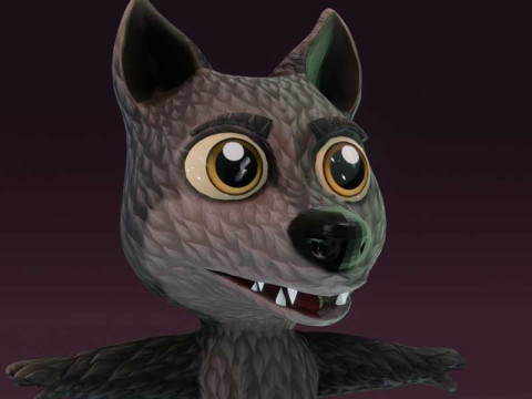 Cartoon Black Wolf Animated 3D Модель