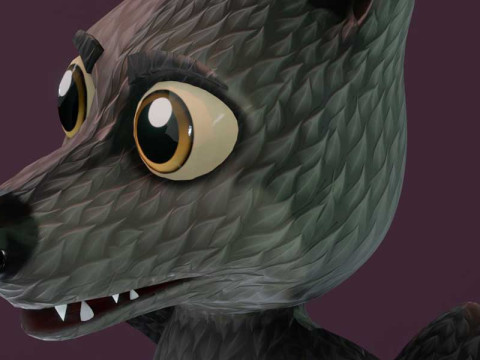 Cartoon Black Wolf Animated 3D Модель