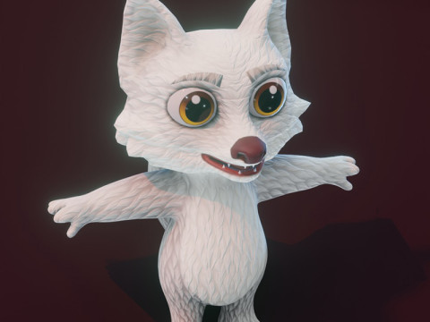 Cartoon Arctic Fox Animated 3D Model