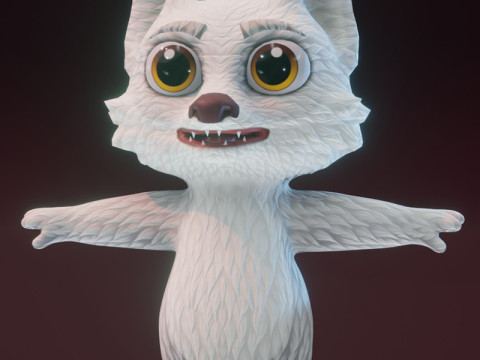 Cartoon Arctic Fox Animated Modelo 3D