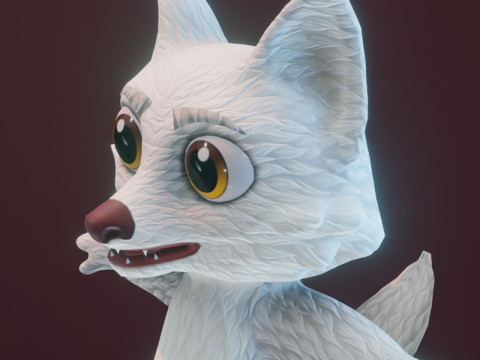 Cartoon Arctic Fox Animated Modelo 3D
