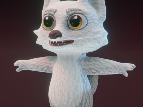 Cartoon Arctic Fox Animated Modelo 3D