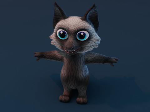 Cartoon Silver Fox Animated 3D Модель