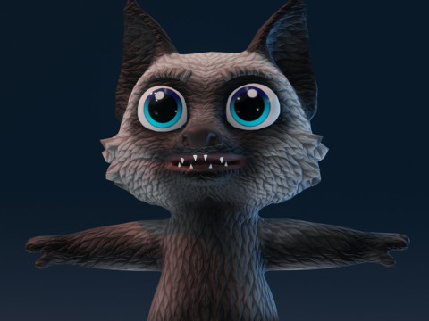 Cartoon Silver Fox Animated Model 3D