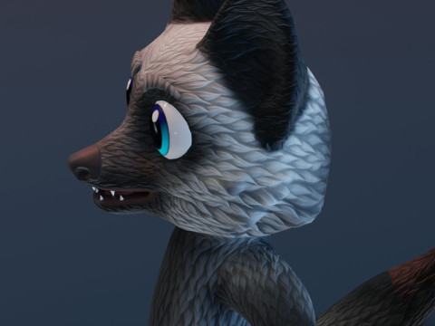 Cartoon Silver Fox Animated Model 3D